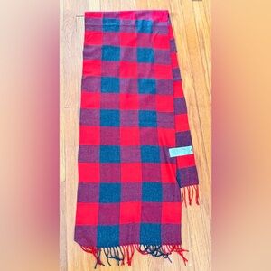 Abercrombie&fitch Red and Gray Checkered Scarf, Oversized